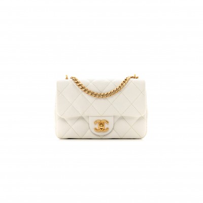 CHANEL MASTER HEART BUCKLE FLAP BAG WHITE MEDIUM (20*14*8cm)